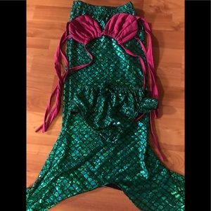 Mermaid bathing suit. Bikini and tail